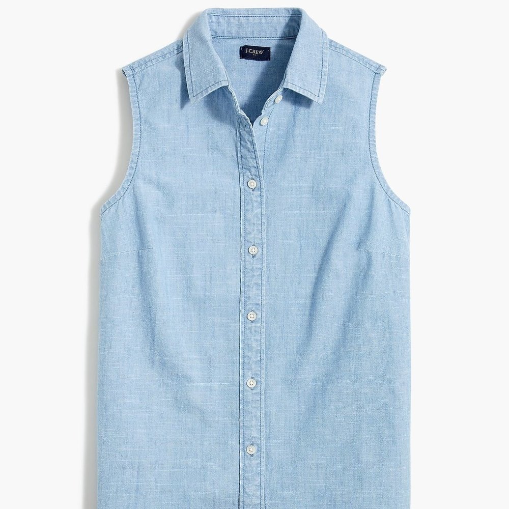 J. Crew Factory - XL Chambray button-up sleeveless shirt in signature fit